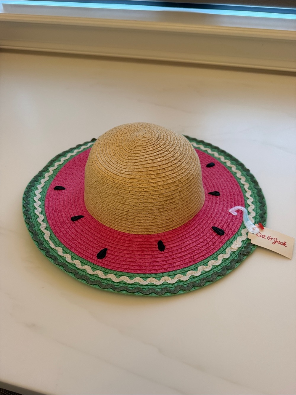 NWT Cat & Jack Straw Sun Hat in Pink, Green, Natural